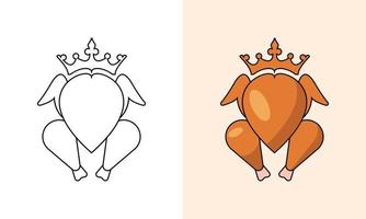 crowned chicken meat logo vector