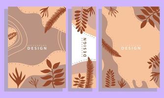 Set of pink modern abstract covers of nature leaves vector