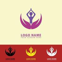 icono del logotipo de yoga de mano vectorial. vector