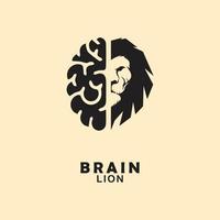 ilustración del logotipo del icono gráfico vectorial del cerebro y la cara de un león vector