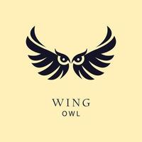 owl big wings black logo vector