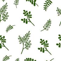 Seamless pattern with plants on white background. Vector illustration.