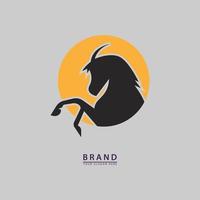 horse shadow in front of yellow moon logo icon vector