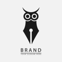 owl eye paired with ballpoint pen for logo icon study. vector