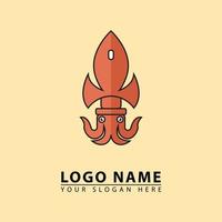 vector combination of squid and rocket logo icon.