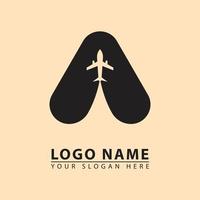 vector letter A airplane logo icon.