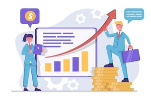 Business service. Businessmen make a presentation on the growth of sales figures. vector