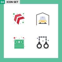 Pictogram Set of 4 Simple Flat Icons of arrow handcuffs garage cash penalty Editable Vector Design Elements
