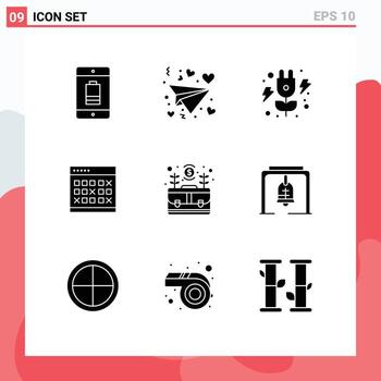 9 Solid Glyph concept for Websites Mobile and Apps timetable month energy events date Editable Vector Design Elements