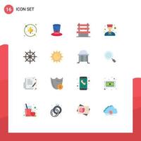 Mobile Interface Flat Color Set of 16 Pictograms of ship professional room people bell Editable Pack of Creative Vector Design Elements