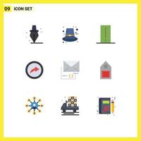 paquete de iconos de vector de stock de 9 signos y símbolos de línea para el dispositivo de archivo adjunto de correo electrónico compartir elementos de diseño de vector editables de exportación