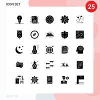 Universal Icon Symbols Group of 25 Modern Solid Glyphs of smartphone headset seo report hand free gear Editable Vector Design Elements