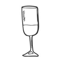 icono de garabato de contorno dibujado a mano de copa de vino. ilustración de dibujo vectorial de copa de vino para impresión, web, móvil e infografía aislado sobre fondo blanco. vector