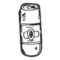 Doodle of Can beer vector. Line sketch of beer. Bar restaurant and menu concept vector