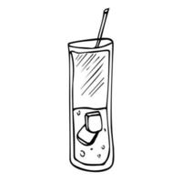 bebidas de verano de fideos vectoriales. boceto de jugo y cócteles de verano de línea vector