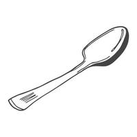 Drawing of a spoon, illustration, vector on white background.