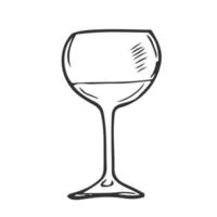 icono de garabato de contorno dibujado a mano de copa de vino. ilustración de dibujo vectorial de copa de vino para impresión, web, móvil e infografía aislado sobre fondo blanco. vector