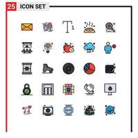 Set of 25 Vector Filled line Flat Colors on Grid for search database digital food thanks Editable Vector Design Elements