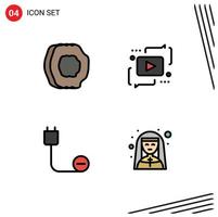 paquete de iconos de vector de stock de 4 signos y símbolos de línea para elementos de diseño de vector editables de cable de chat de frutas de juego de albaricoque