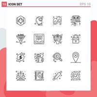 Universal Icon Symbols Group of 16 Modern Outlines of filter learning human education shoes Editable Vector Design Elements