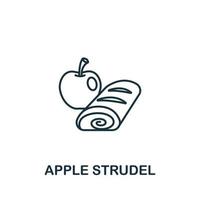 icono de strudel de manzana de la colección de panadería. símbolo de strudel de manzana de elemento de línea simple para plantillas, diseño web e infografía vector