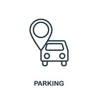 ícono de estacionamiento de la colección del aeropuerto. icono de estacionamiento de línea simple para plantillas, diseño web e infografía vector