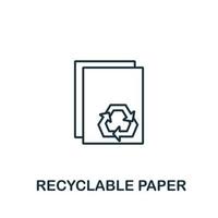 ícono de papel reciclable de la recolección de energía limpia. símbolo de papel reciclable de elemento de línea simple para plantillas, diseño web e infografía vector