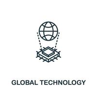 Global Technology icon from artificial intelligence collection. Simple line Global Technology icon for templates, web design and infographics vector