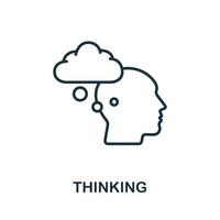 Thinking icon from business training collection. Simple line Thinking icon for templates, web design and infographics vector