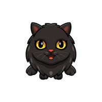 lindo, negro, gato persa, caricatura, posar vector