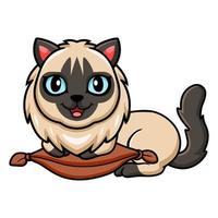 Cute balinese cat cartoon on the pillow vector