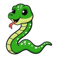 Cute green tree python cartoon vector