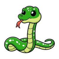 Cute green tree python cartoon vector