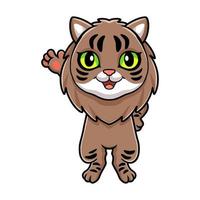 Cute siberian cat cartoon waving hand vector