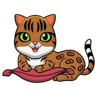 Cute bengal cat cartoon on the pillow vector