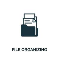 File Organizing icon. Monochrome simple element from digital service collection. Creative File Organizing icon for web design, templates, infographics and more vector