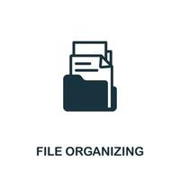 icono de organización de archivos. elemento simple monocromático de la colección de servicios digitales. icono de organización de archivos creativos para diseño web, plantillas, infografías y más vector