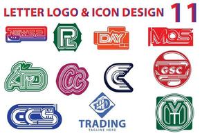 Letter logo and sticker design template bundle vector