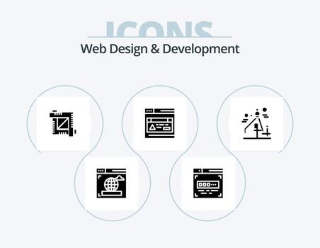 Web Design And Development Glyph Icon Pack 5 Icon Design. . web . interface . graphic editor vector