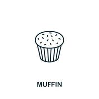 icono de muffin de la colección de panadería. símbolo de muffin de elemento de línea simple para plantillas, diseño web e infografía vector