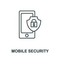 Mobile Security icon from cyber security collection. Simple line Mobile Security icon for templates, web design and infographics vector