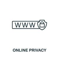 icono de privacidad en línea de la colección de seguridad cibernética. icono de privacidad en línea de línea simple para plantillas, diseño web e infografía vector