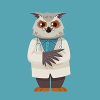 Doctor owl cute cartoon character vector