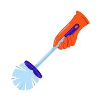 Hand holding toilet brush, color flat illustration vector