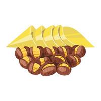 Grilled chestnuts and paper bag for sale vector