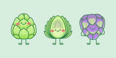 Cute artichoke characters vector