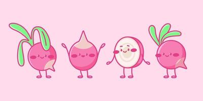 Cute radish characters. vector