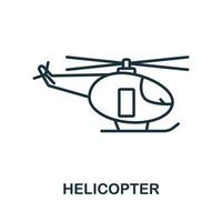 ícono de helicóptero de la colección del aeropuerto. icono de helicóptero de línea simple para plantillas, diseño web e infografía vector