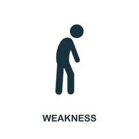 Weakness icon. Monochrome simple element from coronavirus symptoms collection. Creative Weakness icon for web design, templates, infographics and more vector