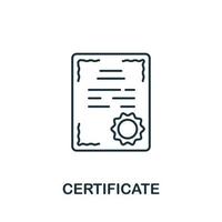 icono de certificado de la colección de educación. icono de certificado de línea simple para plantillas, diseño web e infografía vector